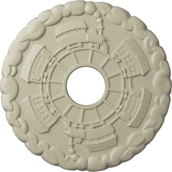 Ekena Millwork Kendall Train Station Medallion (Canopies up to 3 7/8"), 18 1/2"OD x 3 7/8"ID x 1"P, Clear Yellow CM18KDCYF - main